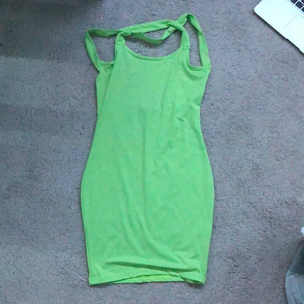 Bright green tight stretchy dress